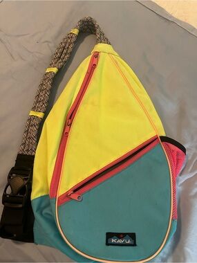 Kavu Neon Yellow, Teal & Pink Sling Pack